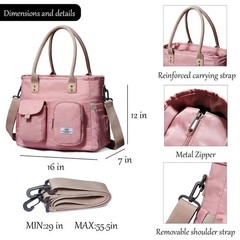 Large Utility Tote Bag with Multi-pockets and Compartment for Travel & Work
