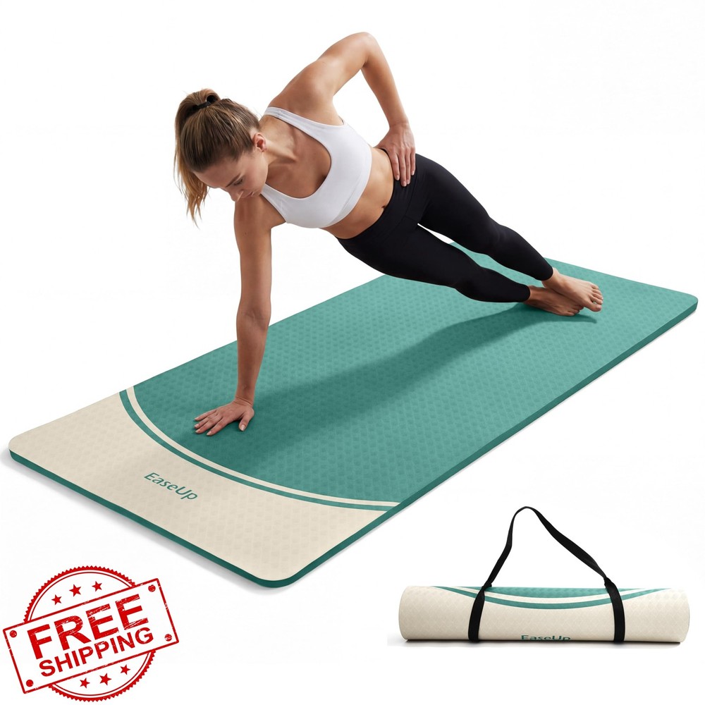 EASEUP 10mm Extra Thick Yoga Mat Green Non-slip 72.8×31.5