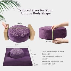 Zafu & Zabuton Meditation Cushion Set – Buckwheat Hull & Memory Foam Purple