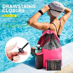 HOHOM Mesh Swim Bag Beach Drawstring Backpack, Waterproof Gym Bags for Women …