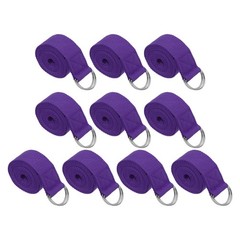 10Pcs 6 Feet Cotton Yoga Strap Belt Stretch Bands with D-Ring Buckle Dark Purple