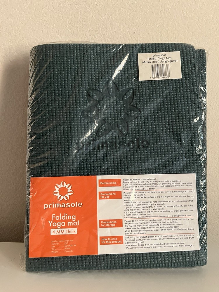 primasole Folding Travel Yoga Mat Jango Green 4mm Thick 68×24″ New