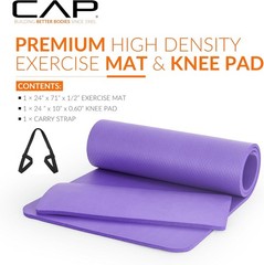 CAP Barbell 1/2-Inch High Density Exercise Yoga Mat with Strap | Multiple Option