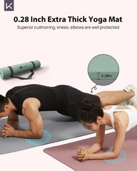 Yoga Mat, 32″ Extra Wide Exercise Mat with Strap for Men and Women, 7mm Thick…
