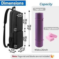 Yoga Mat Bag Carrier Waterproof Yoga Backpack with Multi Pockets, Lightweight…