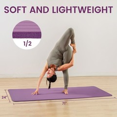 Fitvids 1/2″ Thick High Density Exercise Yoga Mat, Carrying Strap, Taro Purple