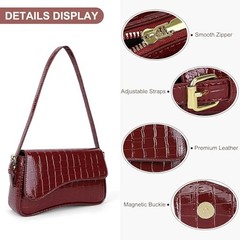 Shoulder Bag for women Y2K Crossbody Vegan Leather Purse Straps B-crocodile Red