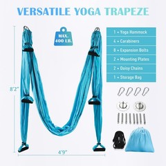 Aerial Yoga Swing Hammock Kit – Strong Trapeze Inversion Equipment with Straps &