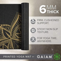 Gaiam Yoga Mat – Premium 6mm Print Extra Thick Non Slip Exercise & Fitness Mat