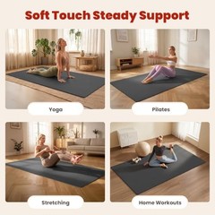 Large Yoga Mat, 6′ x 4’/6′ x 3′ x 6mm /8mm/12mm Thick 72″ x 48″ x 0.24″ Black