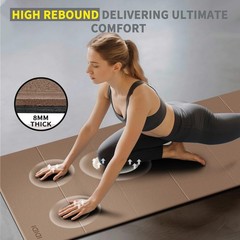 Foldable Extra Large Yoga Mat 74″×31.5″, 8mm Double-Sided Non Slip Lightweigh…