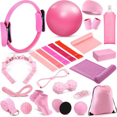 24 Pcs Home Pilates Essentials Kit for Women, Pilates Equipment Ring and Ball Se