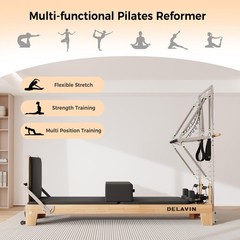 Pilates Reformer for Home Gym Solid Wood Pilates Reformer Machine with Springs