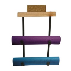 Crane Yoga Storage Rack Brown Metal Cork Wall Mount 13.98×23.23 Organizer