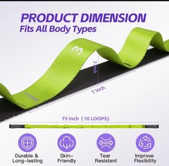 Stretching Strap with Loops – Non Elastic Yoga Straps for Physical Therapy Du…