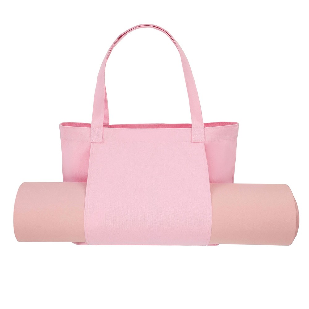 1 Pcs Yoga Bag, Tote Pilates Bag with Yoga Mat Holder Canvas & Pink