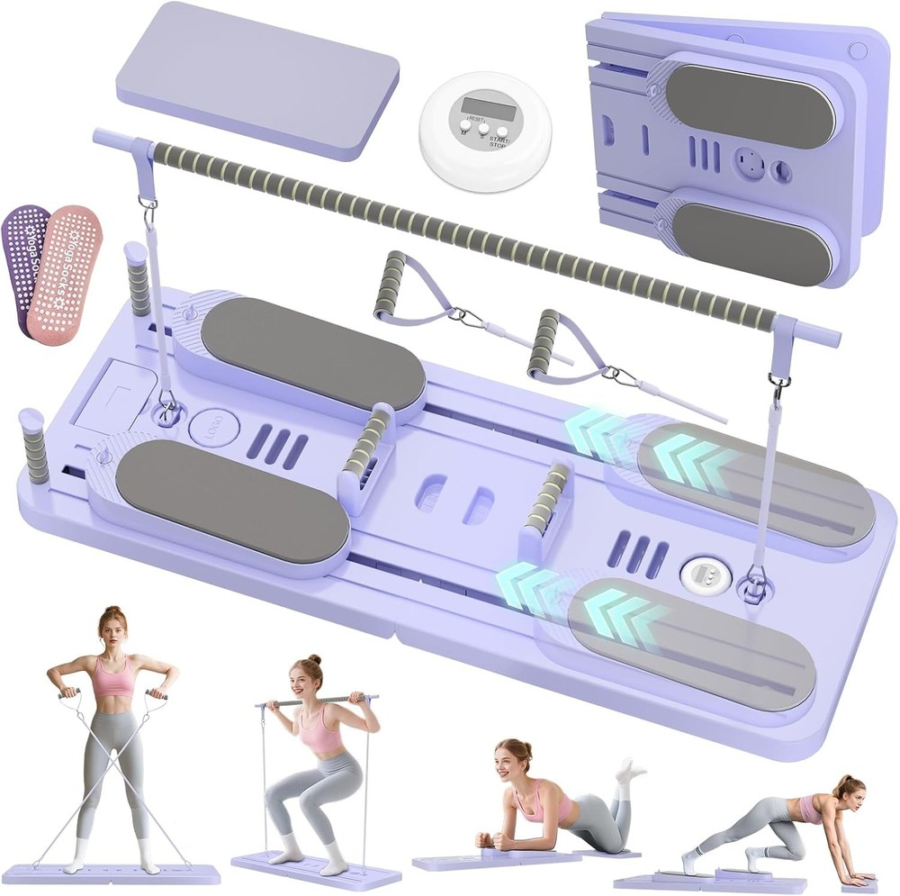 LAZOLLOA – Pilates Reformer Set – Foldable w/Resistance Bands