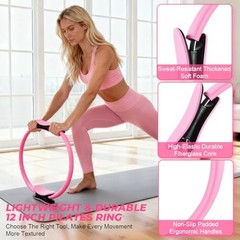 Pilates Ring Set for Women, Pilates Set with Magic Circle, Ball and Pink