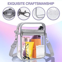 Clear Bag Stadium Approved,Clear Crossbody Purse Bag, with Adjustable Gray
