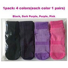 Non Slip Trampoline Socks, Anti Skid 6-9 Years Black, Dark Purple, Purple, Pink