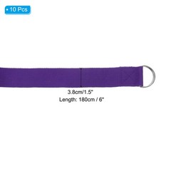 10Pcs 6 Feet Cotton Yoga Strap Belt Stretch Bands with D-Ring Buckle Dark Purple