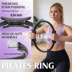 JKSHMYT Pilates Ring Fitness Circle for Women, 14.5in Rubber, Black