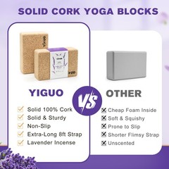 2 Pack Cork Yoga Blocks , Fine-Grain Pilates Block, Yoga Blocks Non-Slip&Anti…