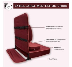 Friends of Meditation XL Meditation Chair Adjustable Back Support Maroon