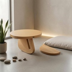 Wooden Stretching Stool Natural Wood Finish Meditation Stool Two-Piece
