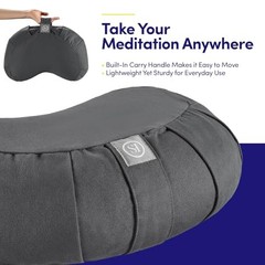 Meditation Cushion Bolster Pillow for Crescent (Filled with Buckwheat) Gray