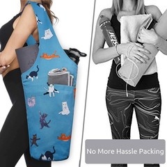Niagara Yoga Bag – Cat Yoga Pose Mat Carrier with Large & Zipper Pockets, Fit…