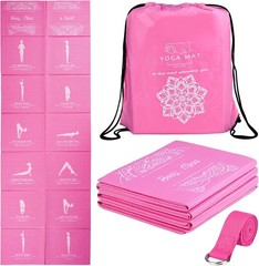 Foldable Yoga Mat for Women, Non Slip Exercise Mat for Home Gym, 5mm Travel Y…