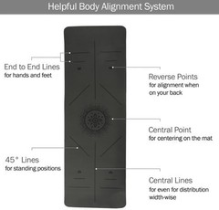 Non-Slip Yoga Mat W/ Alignment Marks – Lightweight Exercise Mat W/ Carry Strap