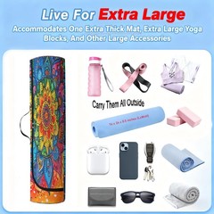Mandala Yoga Mat Bag Carrier Full-Zipper Extra Large Size 20cm*76cm Adjustabl…