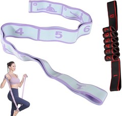 2- Pack Stretching Strap with 8 Loops – Multi-Loop Yoga Straps, Elastic