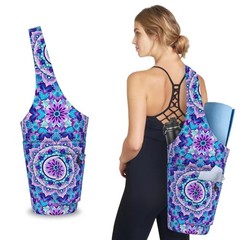 Mandala Yoga Mat Bag with Large Waterproof Zipper Pocket and 37″x15.5″ Purple