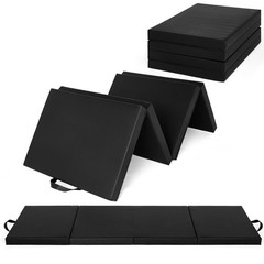 6x2ft Folding Gymnastics Mat 4-Fold Thick Exercise Mat with Handles for Yoga Fit
