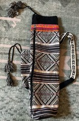 Embroidered Yoga Mat/Hookah Water Pipe Shoulder Bag W/Bottle Holder -Full Zipper