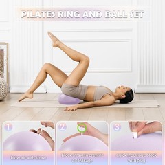 Pilates Ring Set for Women, 12″ Pilates Ring and Ball Set with Resistance Ban…