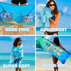 2 Pack Lightweight Thin Microfiber Beach Towel Sand Free Quick Dry Absorbent …