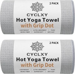 2 Pack Hot Yoga Towel with Grip 72.00" x 26.50", Gray