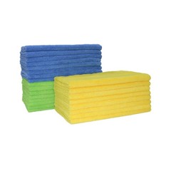 POLYTE Microfiber Cleaning Towel (16×24 in, 18 Pack, Blue,Green,Yel… Fast Ship