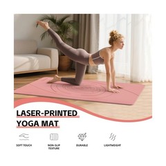 Large Yoga Mat Thick, 76″x32″x0.31″Wide POE Exercise Mat with N… FAST USA SHIP
