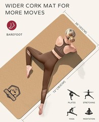 Large Cork Yoga Mat – 72″X36″ Wide Non-Slip for Home Workout, Yoga, Pilates