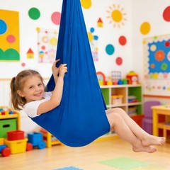 Sensory Swing Hammock for Kids and Adults Indoor Outdoor Nylon Chair Blue, 360°