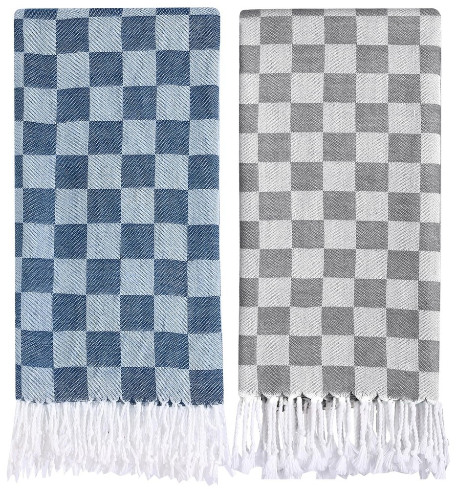 2 Packs Checkered Plaid Yoga Blanket Turkish Towel Extra Large Meditation Sup…