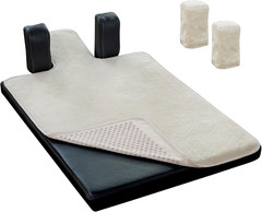 Non-Slip Pilates Reformer Mat Towel with 2 Shoulder Block Covers – Beige