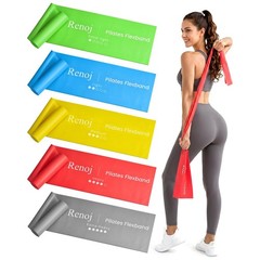 Renoj Pilates Flexbands, 5-Pack Latex-Free Resistance Bands Set – Colorful