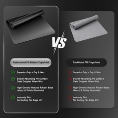 Professional PU & Natural Rubber Yoga Mat – Non Slip 5mm Thick Workout Mats f…