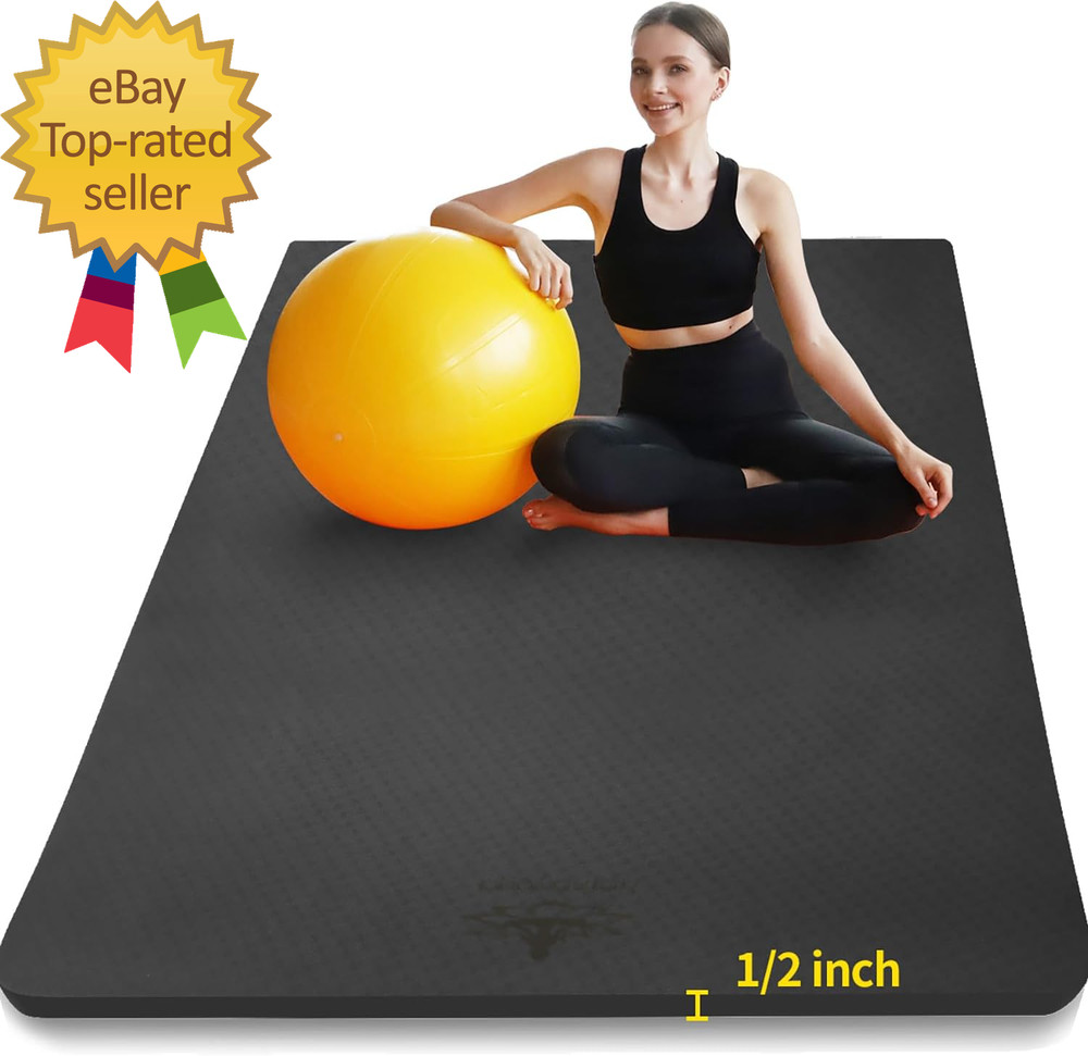 Large TPE Yoga Mat 6’X4’X1/2 Extra Thick Non Slip Exercise Mat